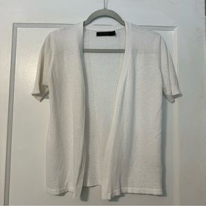 White Short Sleeve Cardigan - size small